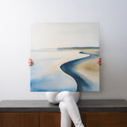 Whispers of the Low Tide – blue coastal canvas wall art print by Aspire Prints