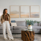 Whispered Dunes Triptych – Set of 3 Canvas Prints set of 3 – beige and white desert canvas wall art by Aspire Prints