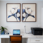Midnight Bloom Duet – Set of 2 Canvas Prints set of 2 – blue botanical canvas wall art by Aspire Prints