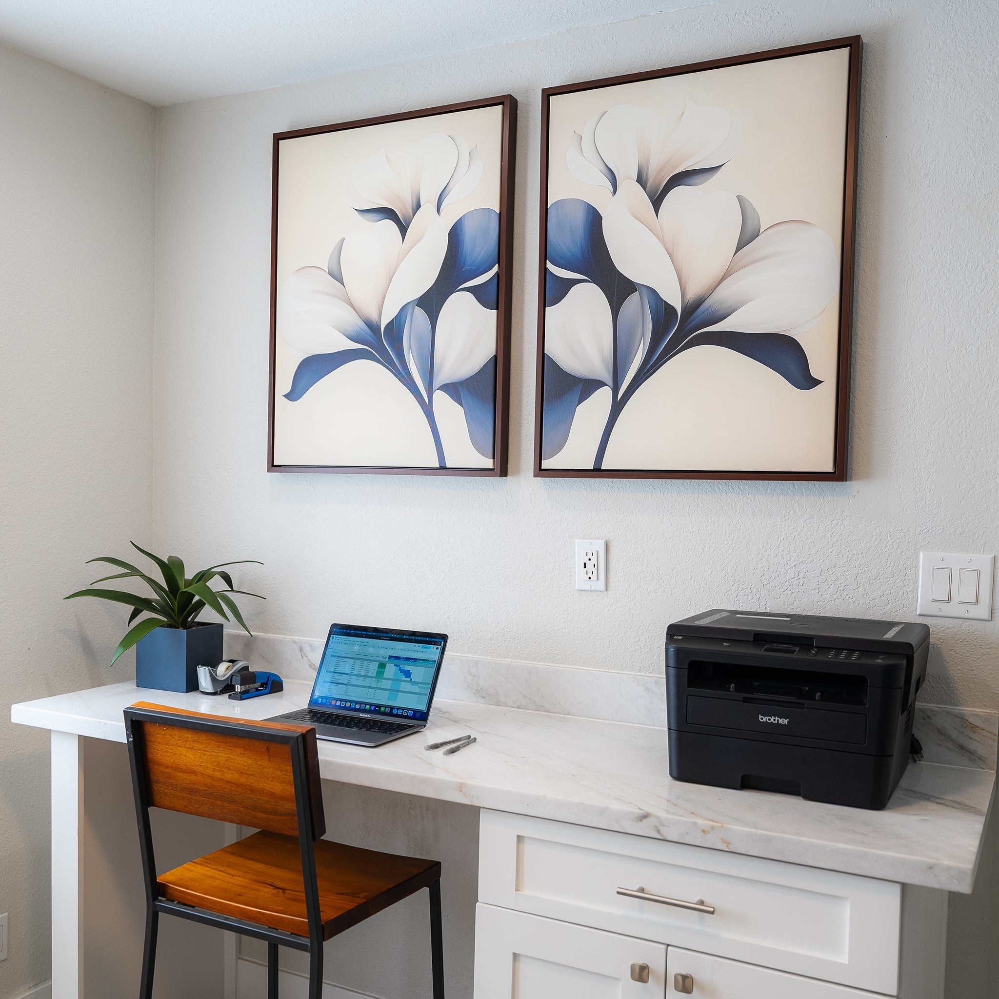 Midnight Bloom Duet – Set of 2 Canvas Prints set of 2 – blue botanical canvas wall art by Aspire Prints