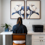 Midnight Bloom Duet – Set of 2 Canvas Prints set of 2 – blue botanical canvas wall art by Aspire Prints