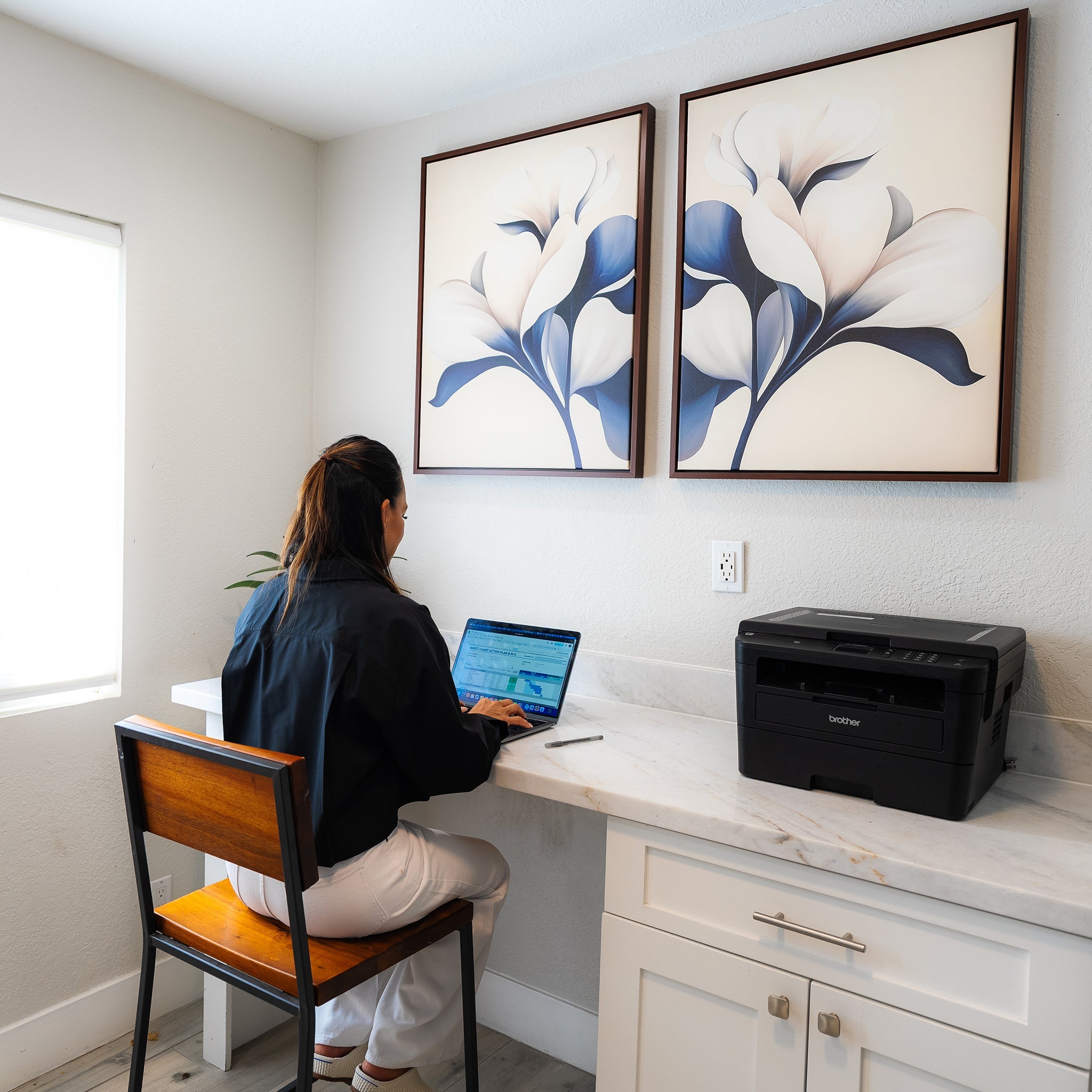 Midnight Bloom Duet – Set of 2 Canvas Prints set of 2 – blue botanical canvas wall art by Aspire Prints