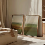 Whispering Meadows Diptych – Set of 2 Canvas Prints set of 2 – green landscape canvas wall art by Aspire Prints