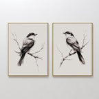 Whispers on Bare Branches – Set of 2 Canvas Prints set of 2 – neutral-toned vintage canvas wall art by Aspire Prints