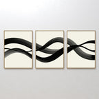Whispered Strokes Triptych – Set of 3 Canvas Prints set of 3 – black and white abstract canvas wall art by Aspire Prints