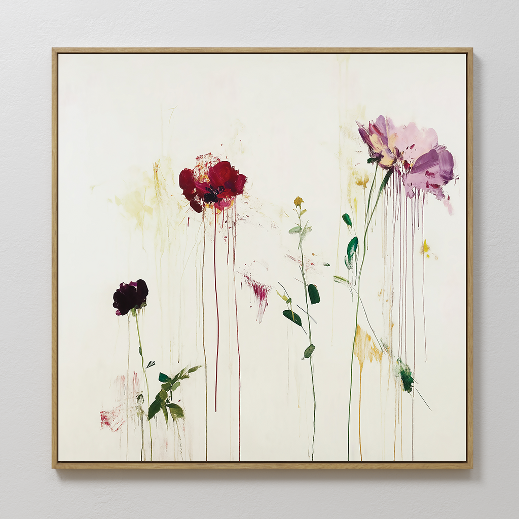Wildbloom Whispers – blush pink botanical canvas wall art print by Aspire Prints