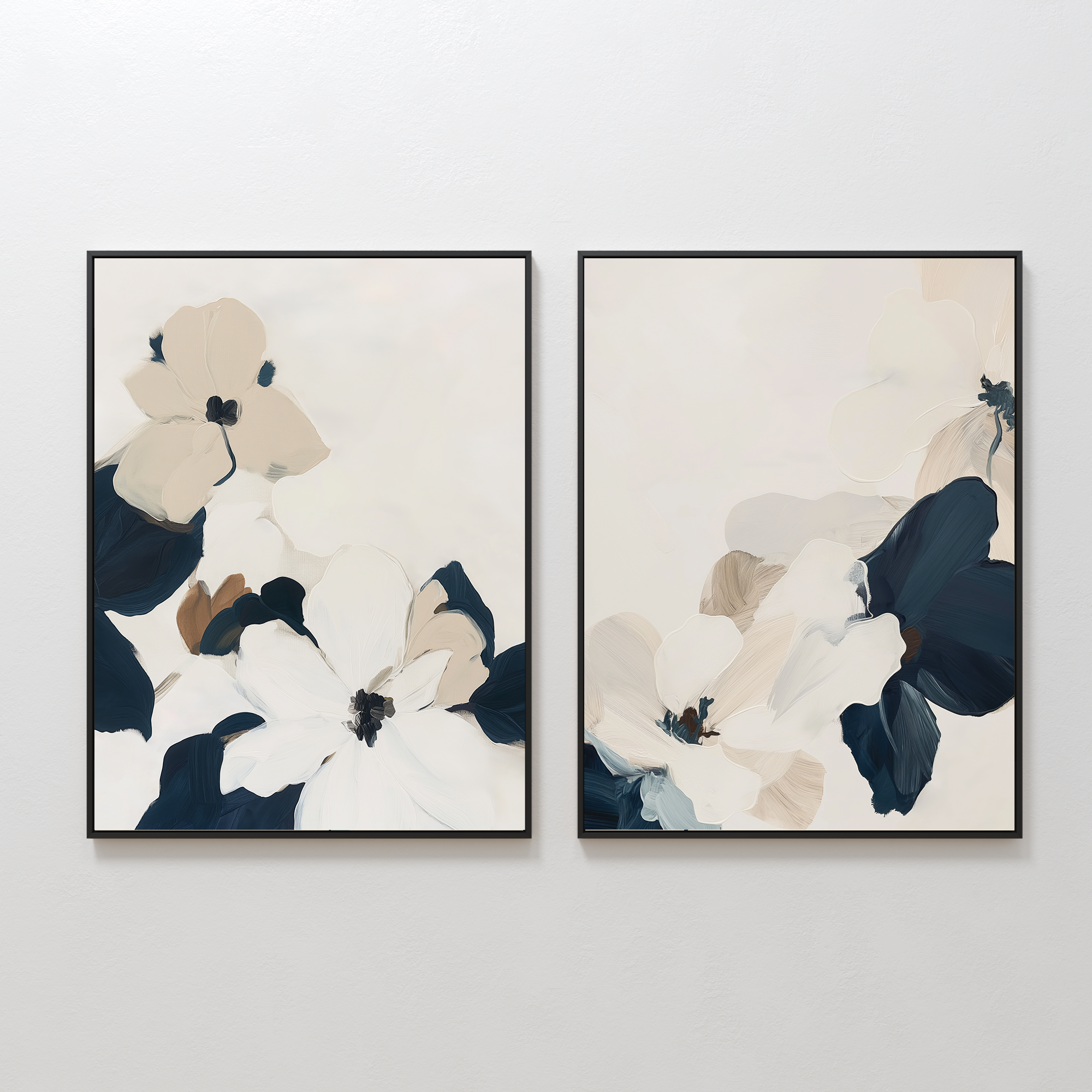 Whispers in Bloom – Set of 2 Canvas Prints set of 2 – blue botanical canvas wall art by Aspire Prints
