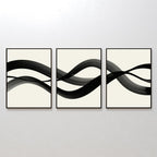 Whispered Strokes Triptych – Set of 3 Canvas Prints set of 3 – black and white abstract canvas wall art by Aspire Prints