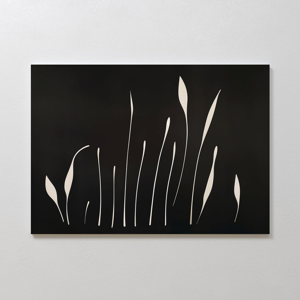 Whispers in Bloom – black botanical canvas wall art print by Aspire Prints