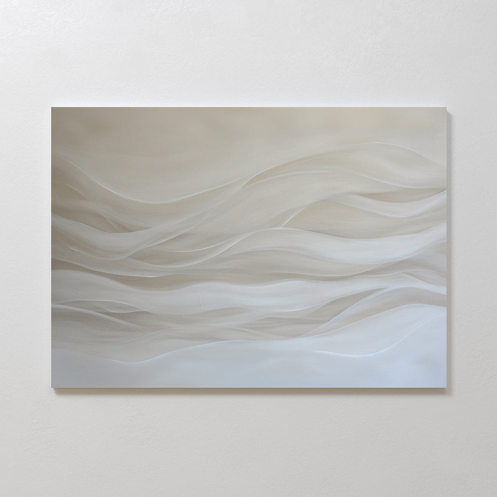 Whispers of Dune – beige and white abstract canvas wall art print by Aspire Prints