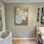 Whispering Petals in Mist – beige and white botanical canvas wall art print by Aspire Prints