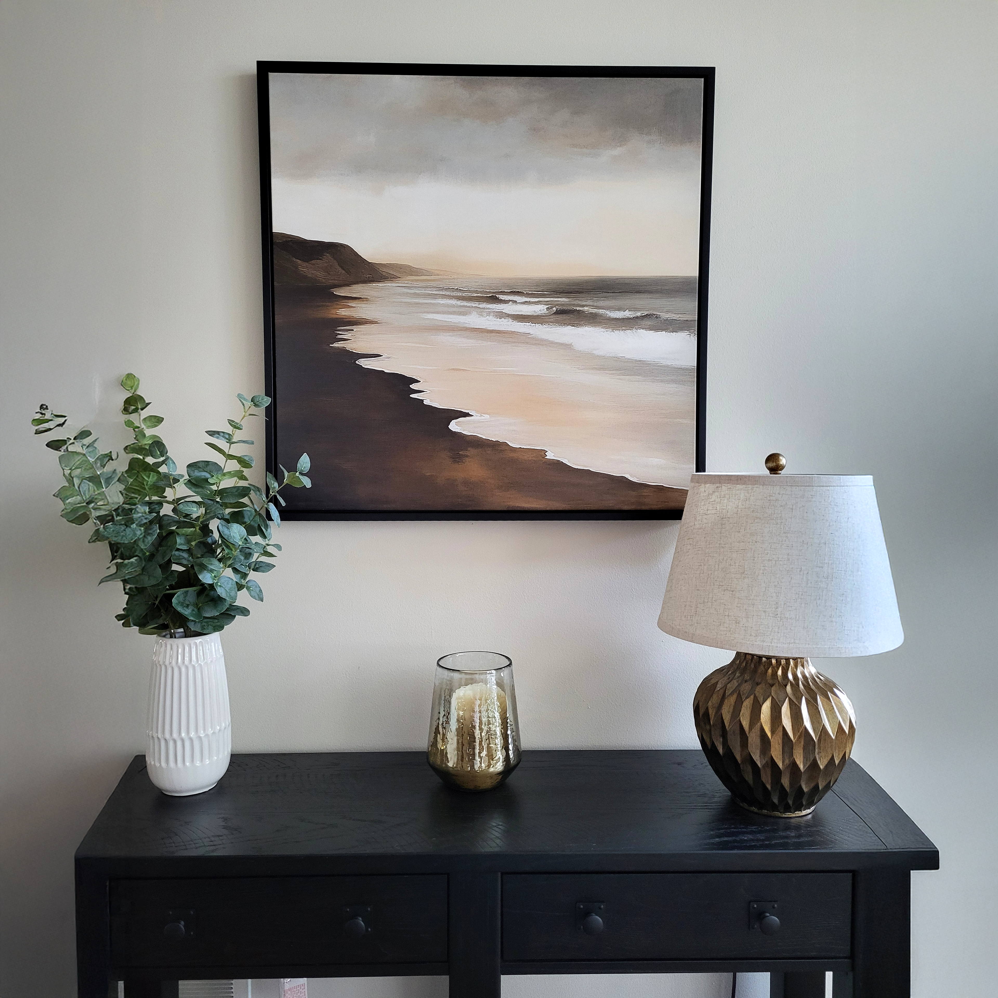 Whispering Tide – earthy brown vintage canvas wall art print by Aspire Prints