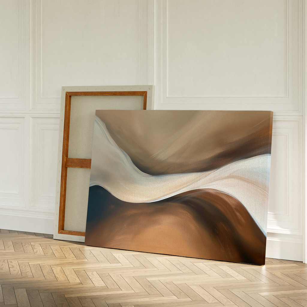 Whispering Banks at Dawn – earthy brown abstract canvas wall art print by Aspire Prints