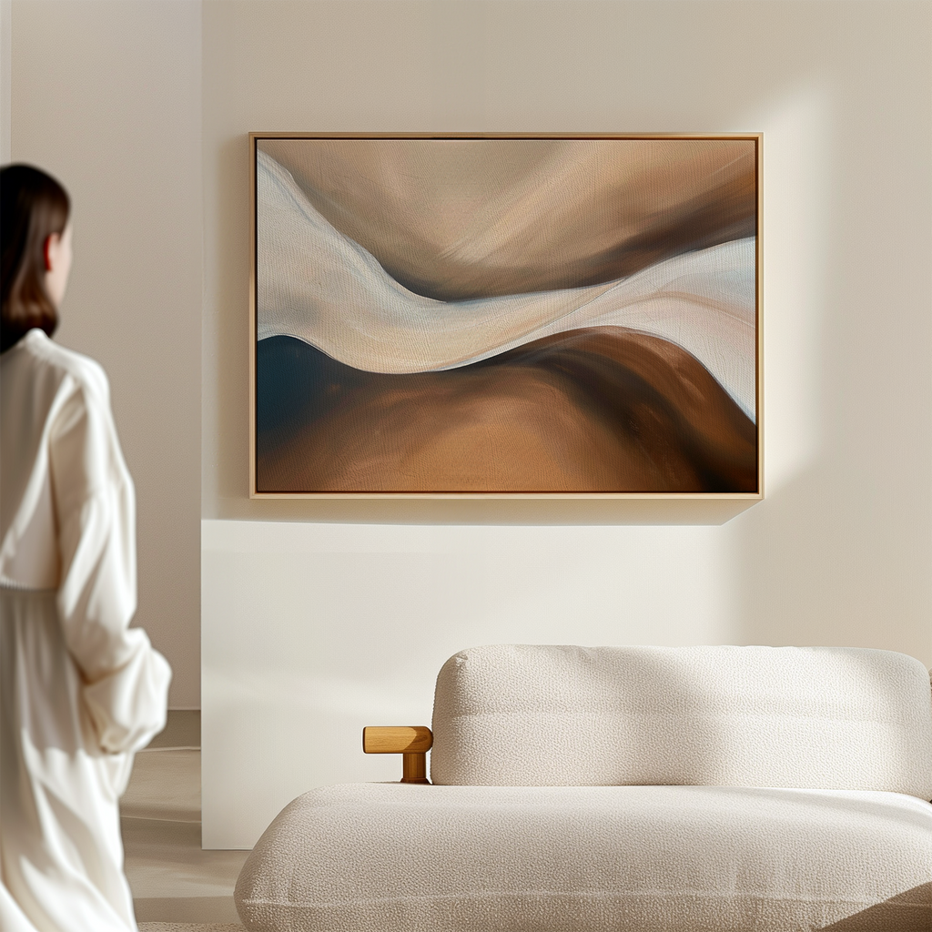 Whispering Banks at Dawn – earthy brown abstract canvas wall art print by Aspire Prints