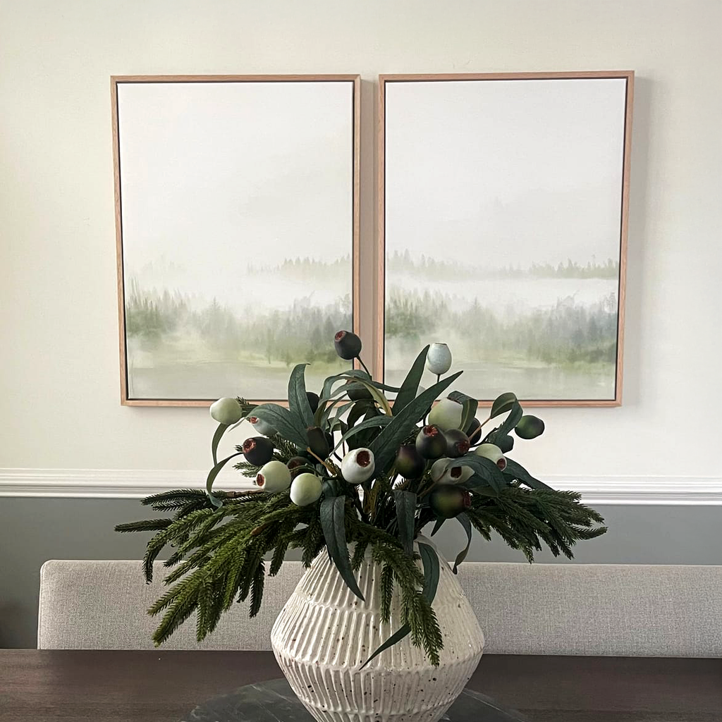 Whispers Through the Pines – Set of 2 Canvas Prints set of 2 – green botanical canvas wall art by Aspire Prints