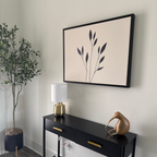 Inkwell Solitude – beige and white botanical canvas wall art print by Aspire Prints
