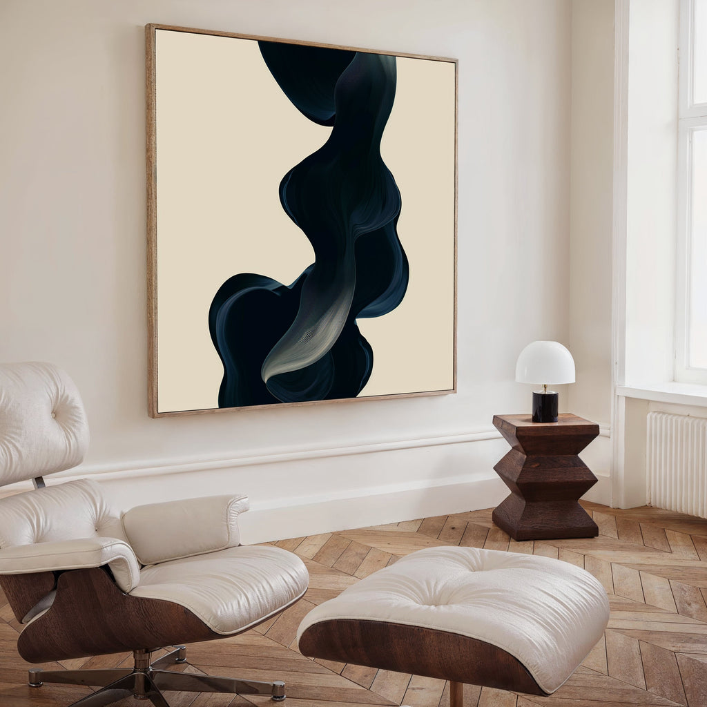 Midnight Tide Whispers – blue abstract canvas wall art print by Aspire Prints