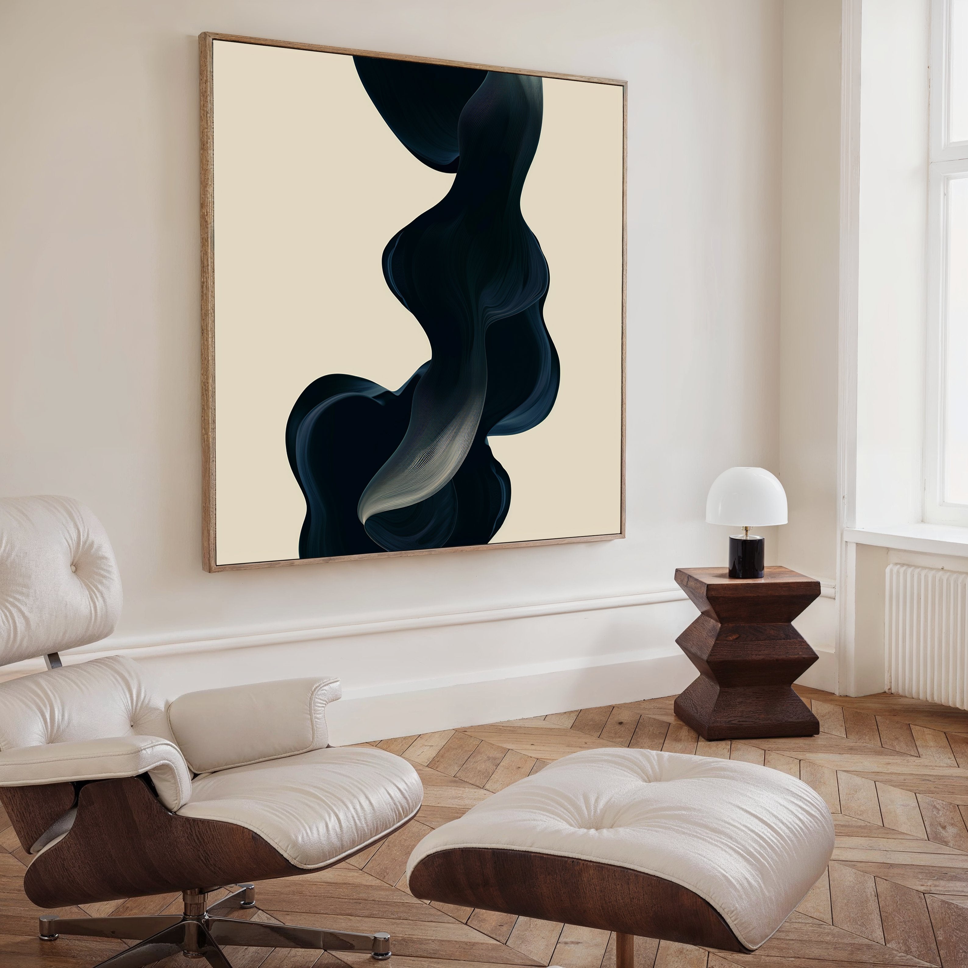 Midnight Tide Whispers – blue abstract canvas wall art print by Aspire Prints