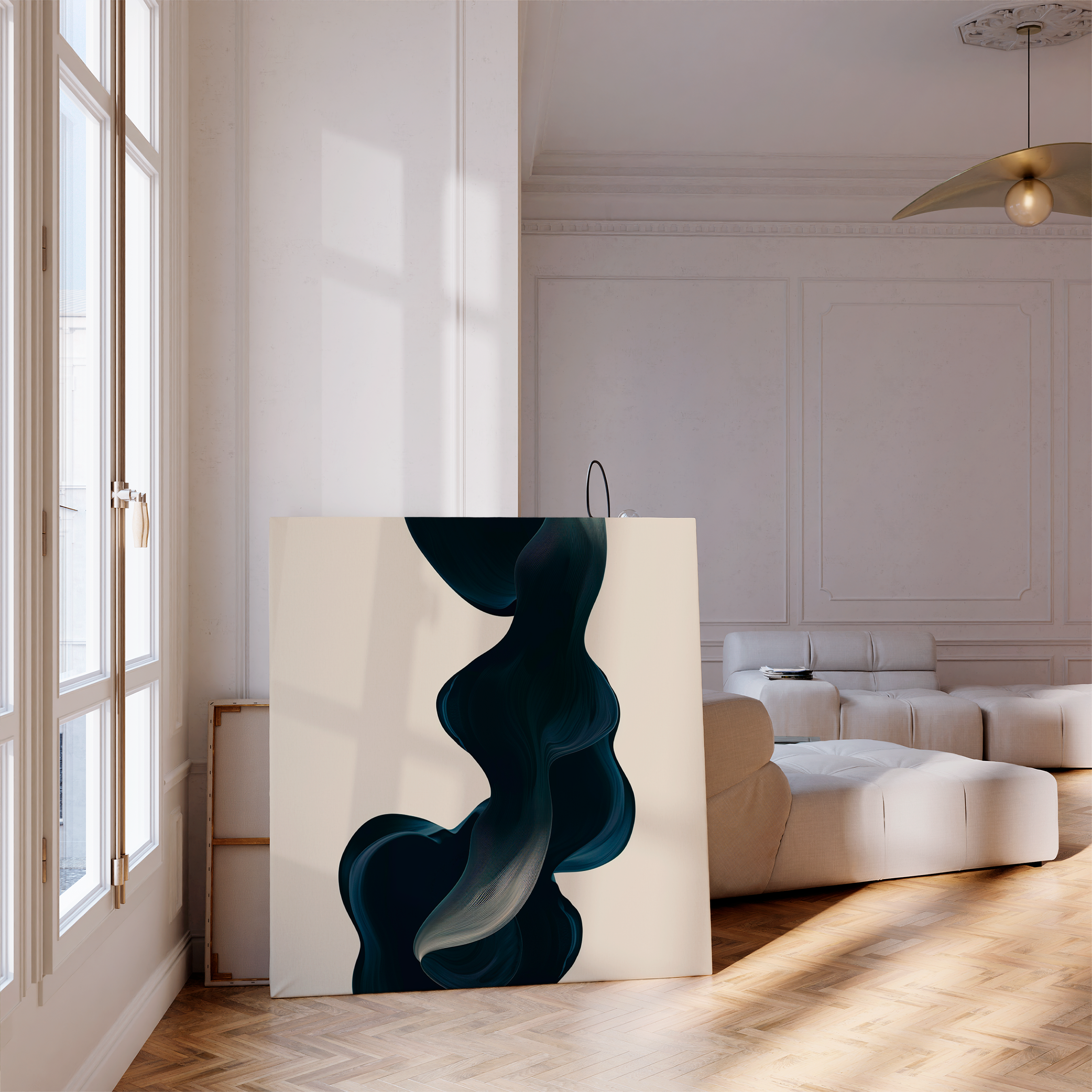 Midnight Tide Whispers – blue abstract canvas wall art print by Aspire Prints