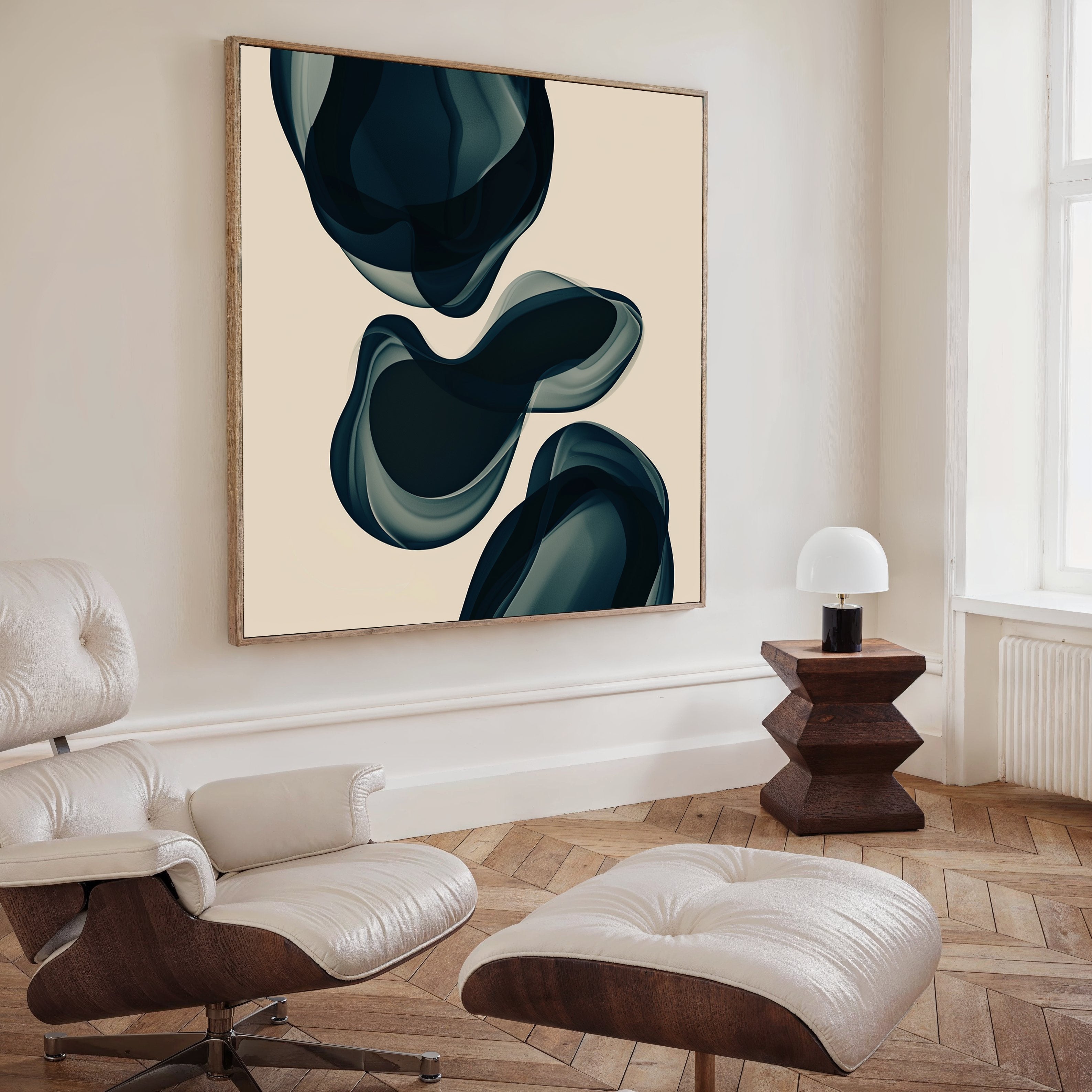 Abyssal Blue Reverie – blue abstract canvas wall art print by Aspire Prints
