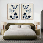 Whisper of Midnight Wings – Set of 2 Canvas Prints set of 2 – blue botanical canvas wall art by Aspire Prints