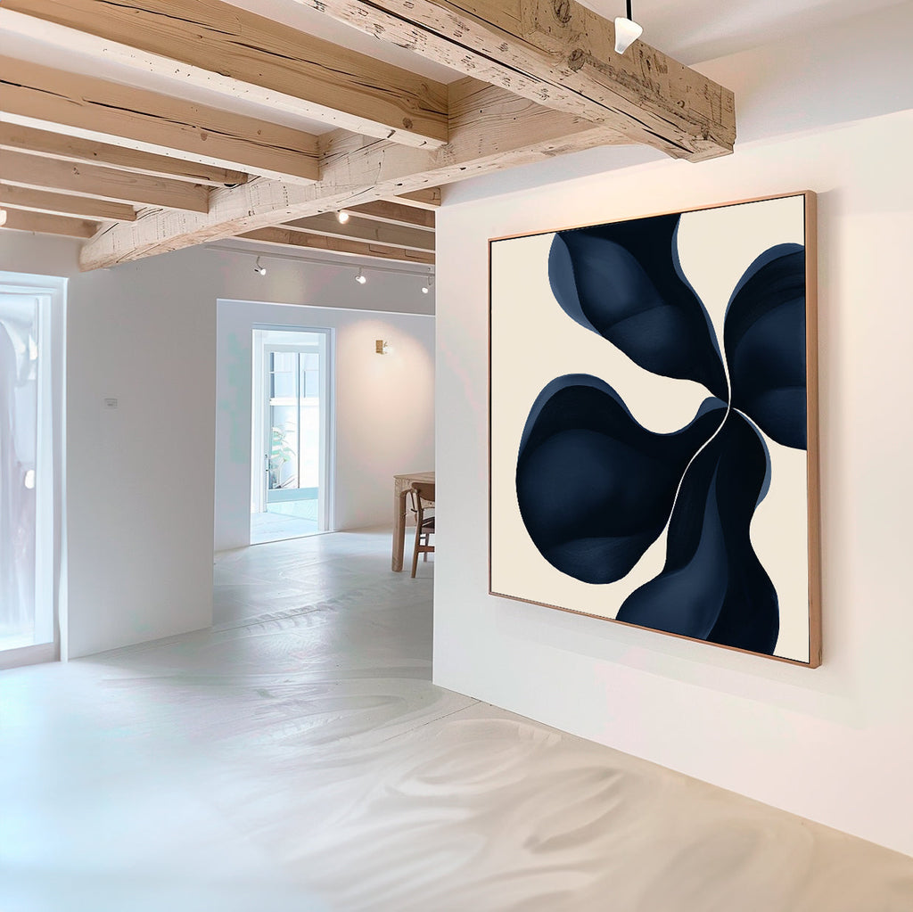 Sapphire Bloom in Stillness – blue botanical canvas wall art print by Aspire Prints