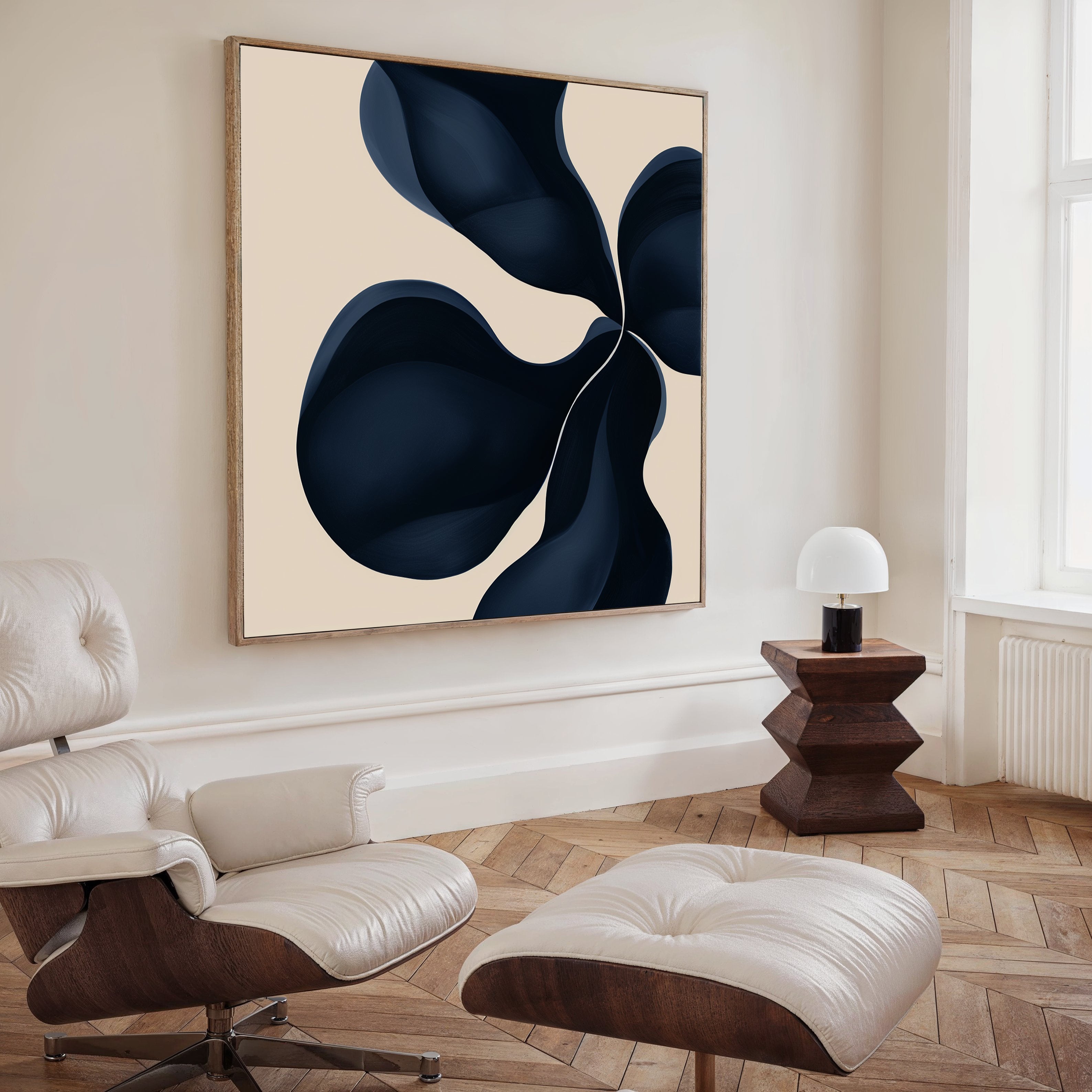 Sapphire Bloom in Stillness – blue botanical canvas wall art print by Aspire Prints