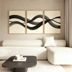 Whispered Strokes Triptych – Set of 3 Canvas Prints set of 3 – black and white abstract canvas wall art by Aspire Prints