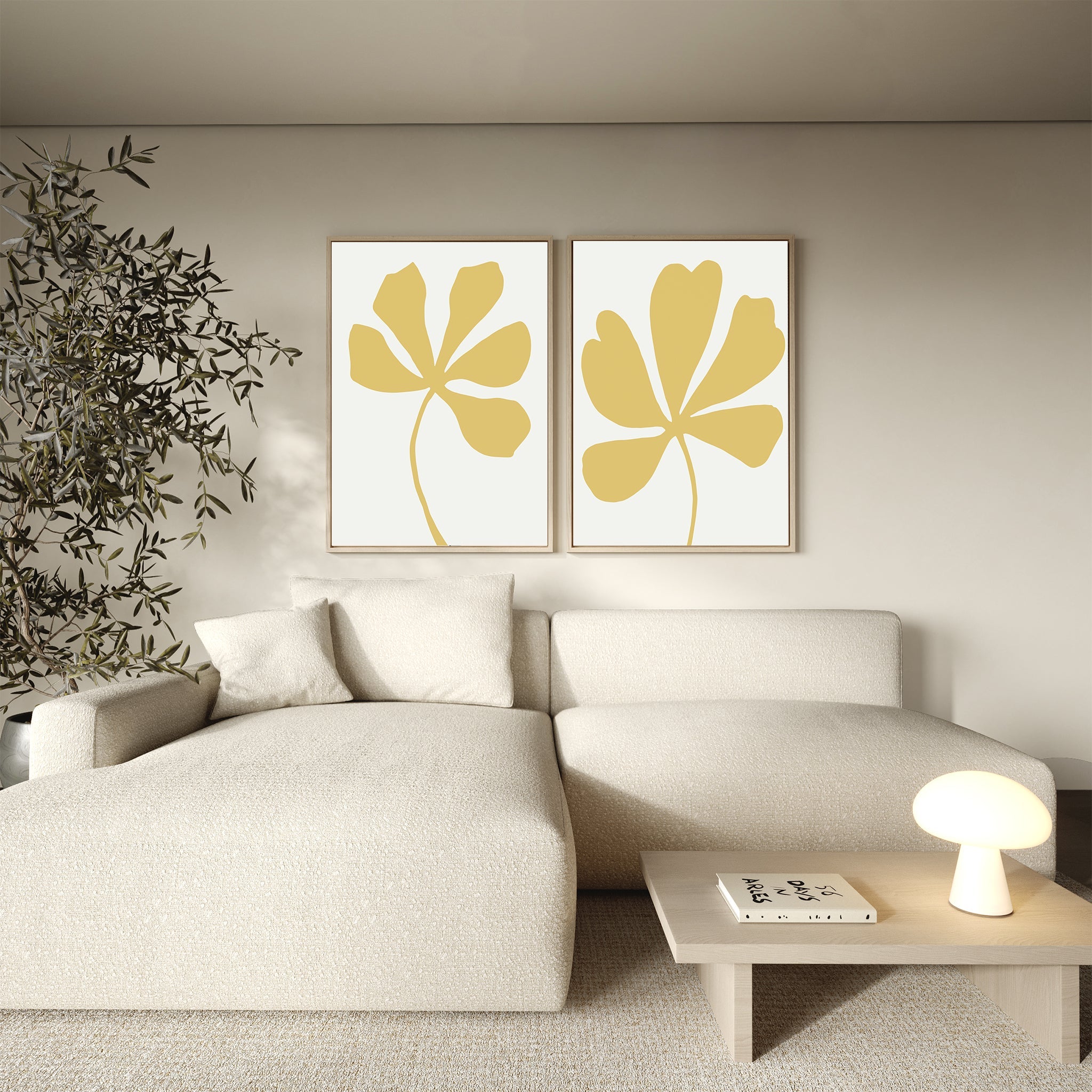 Whispers in Gold – Set of 2 Canvas Prints set of 2 – neutral-toned botanical canvas wall art by Aspire Prints