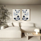 Whisper of Midnight Wings – Set of 2 Canvas Prints set of 2 – blue botanical canvas wall art by Aspire Prints