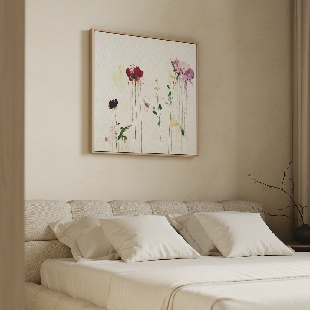 Wildbloom Whispers – blush pink botanical canvas wall art print by Aspire Prints
