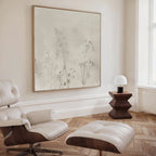 Whispering Petals in Bloom – beige and white botanical canvas wall art print by Aspire Prints