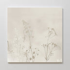 Whispering Petals in Bloom – beige and white botanical canvas wall art print by Aspire Prints