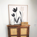 Whispers in Bloom – black and white botanical canvas wall art print by Aspire Prints