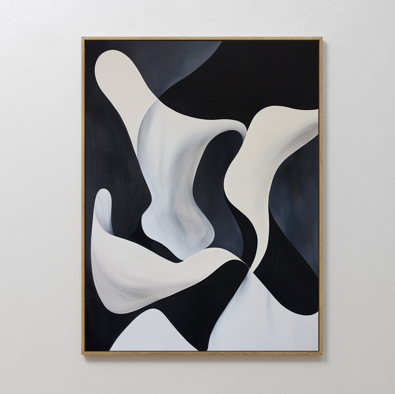Midnight Tide – black and white abstract canvas wall art print by Aspire Prints