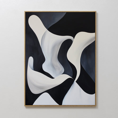Midnight Tide – black and white abstract canvas wall art print by Aspire Prints
