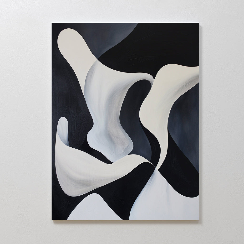 Midnight Tide – black and white abstract canvas wall art print by Aspire Prints
