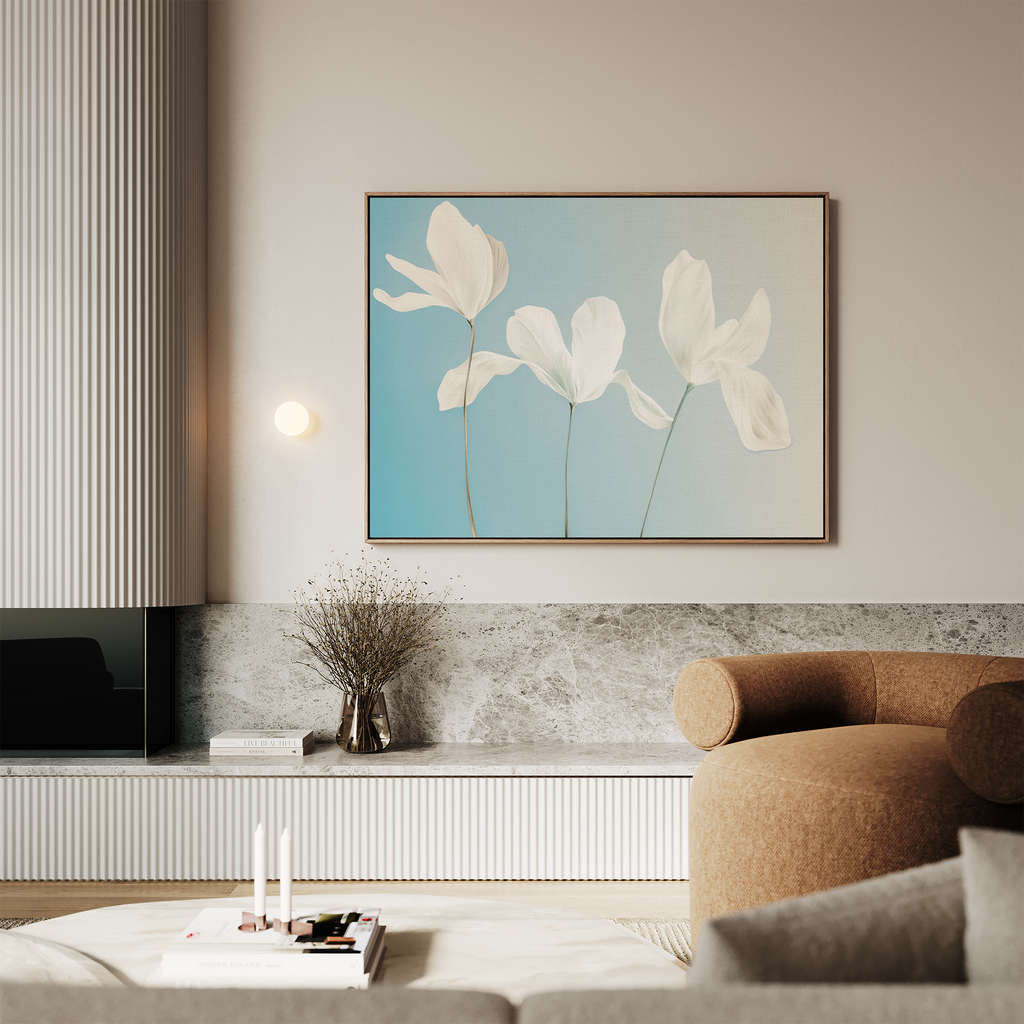 Whispers of Bloom in Twilight – blue botanical canvas wall art print by Aspire Prints