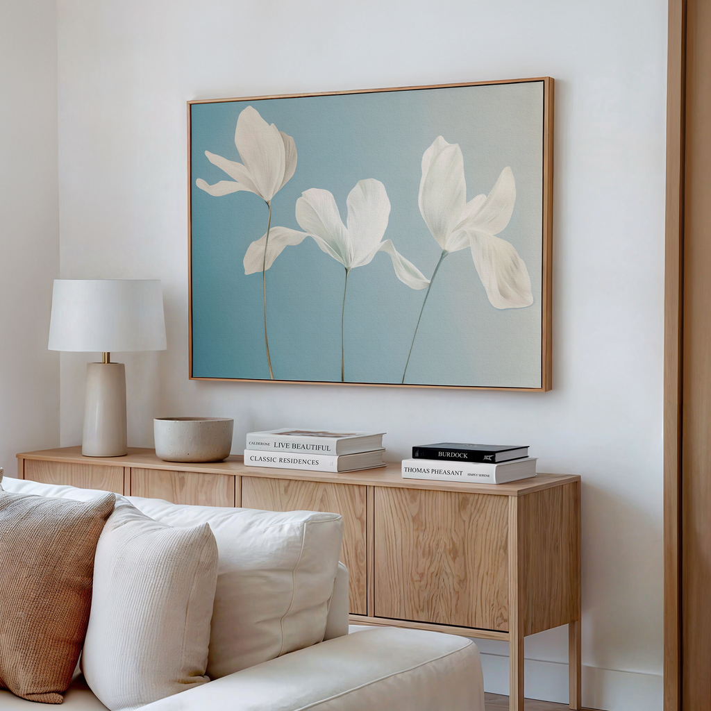 Whispers of Bloom in Twilight – blue botanical canvas wall art print by Aspire Prints