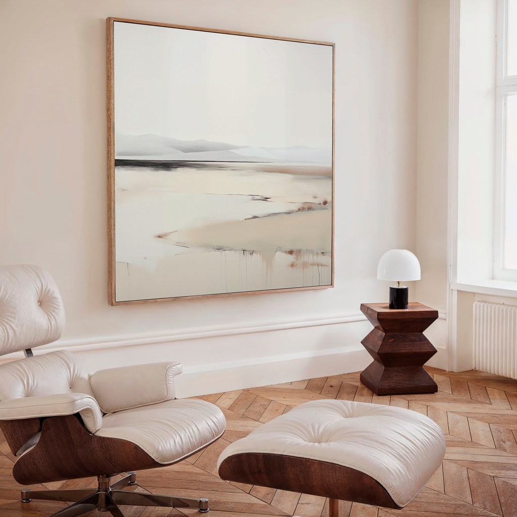 Whispering Hollow – beige and white landscape canvas wall art print by Aspire Prints