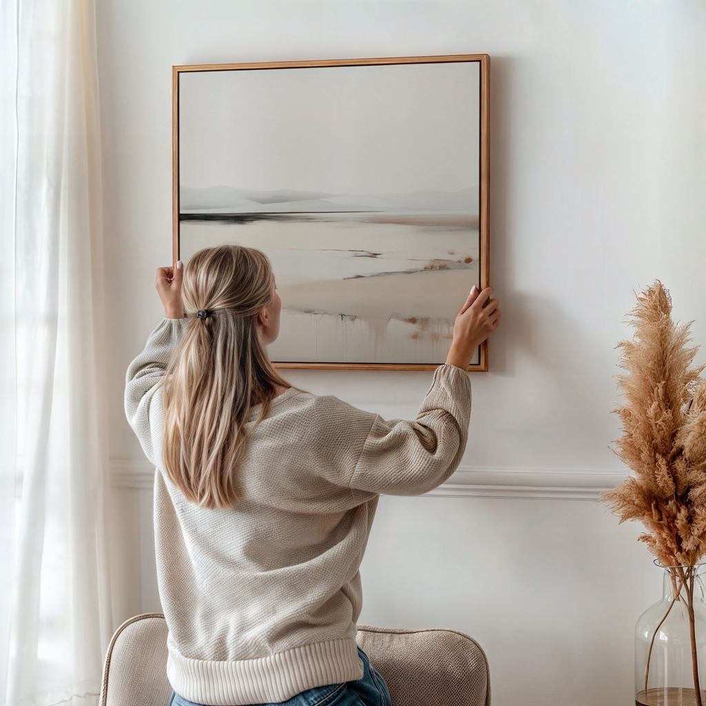 Whispering Hollow – beige and white landscape canvas wall art print by Aspire Prints