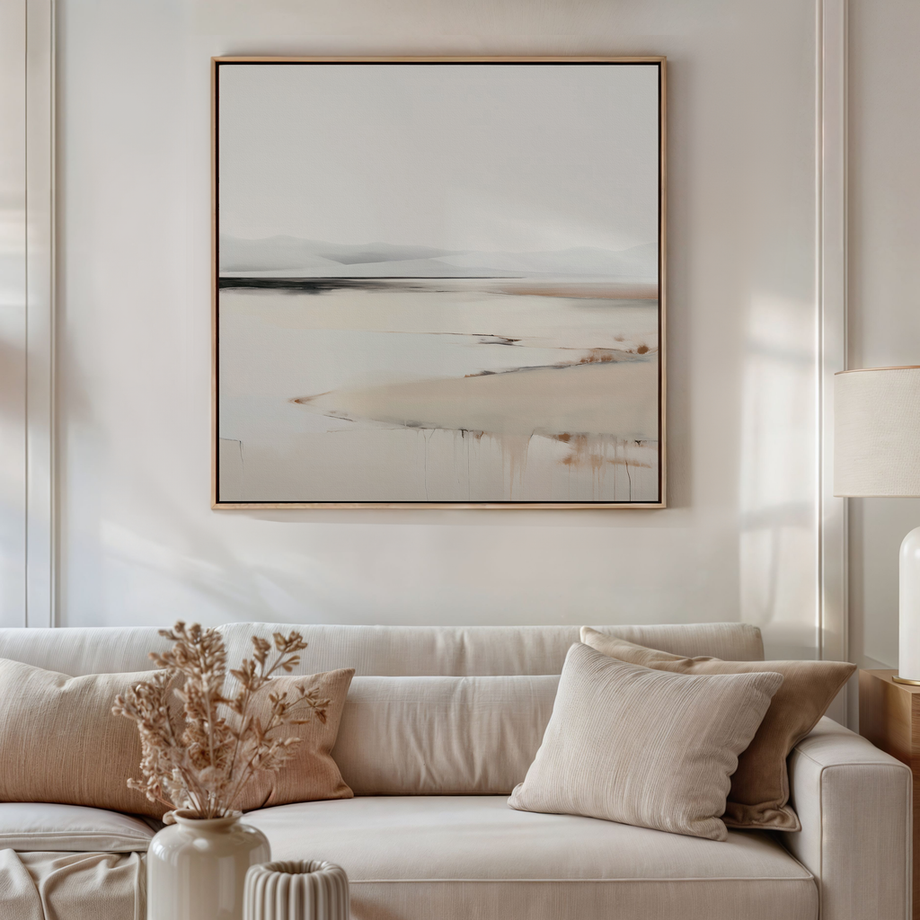Whispering Hollow – beige and white landscape canvas wall art print by Aspire Prints