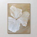Whispering Petals in Mist – beige and white botanical canvas wall art print by Aspire Prints