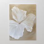 Whispering Petals in Mist – beige and white botanical canvas wall art print by Aspire Prints