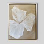 Whispering Petals in Mist – beige and white botanical canvas wall art print by Aspire Prints