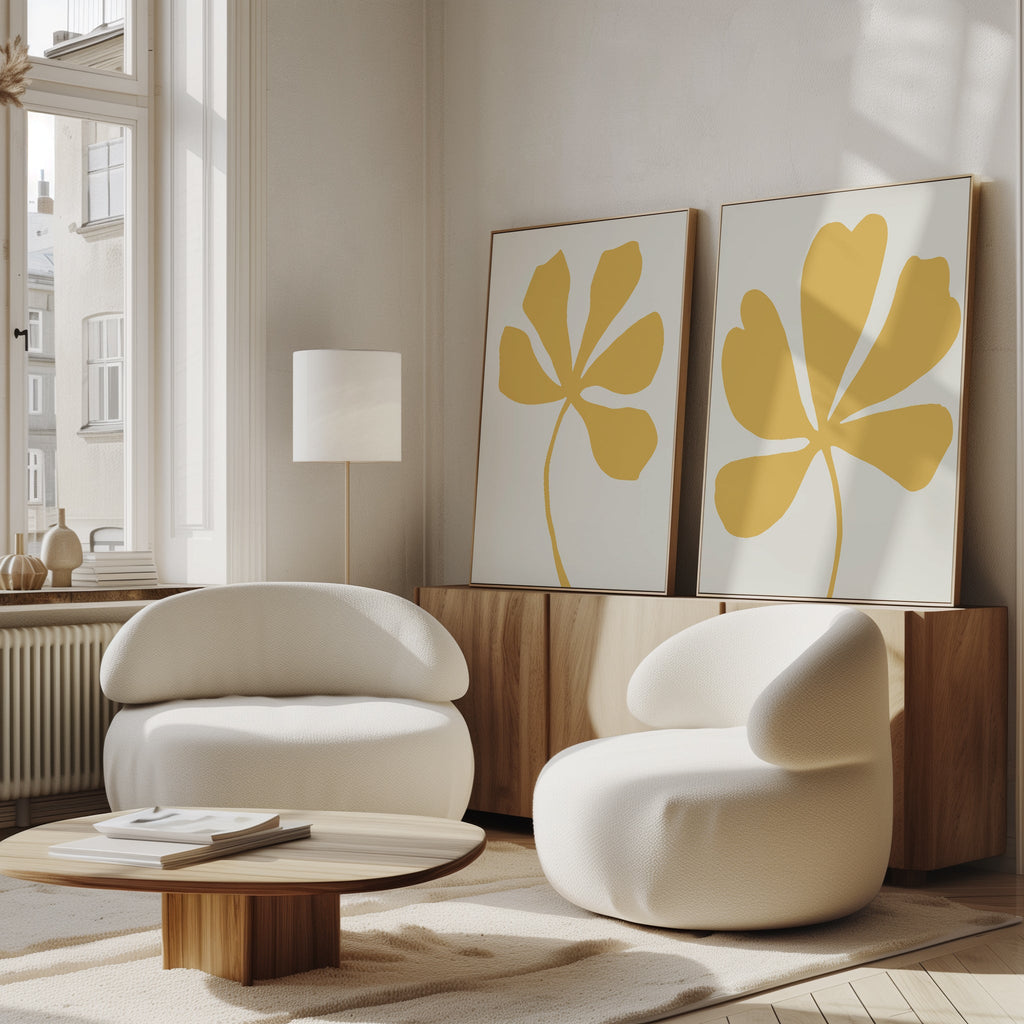 Whispers in Gold – Set of 2 Canvas Prints set of 2 – neutral-toned botanical canvas wall art by Aspire Prints