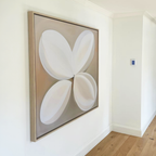 Whispering Petals at Dawn – beige and white botanical canvas wall art print by Aspire Prints