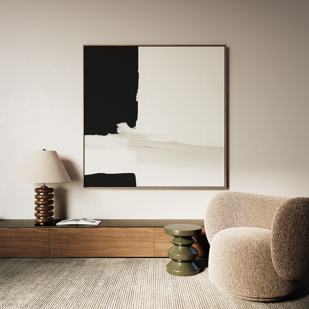 Whispers in Greyscale – black abstract canvas wall art print by Aspire Prints