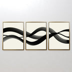 Whispered Strokes Triptych – Set of 3 Canvas Prints set of 3 – black and white abstract canvas wall art by Aspire Prints