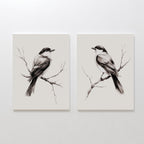 Whispers on Bare Branches – Set of 2 Canvas Prints set of 2 – neutral-toned vintage canvas wall art by Aspire Prints